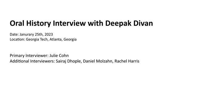 Deepak Divan interview