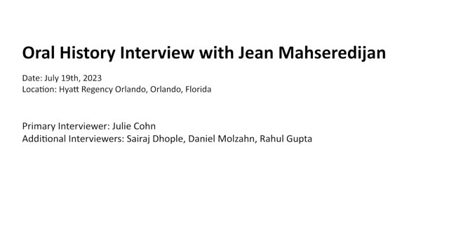 Jean Mahseredjian interview