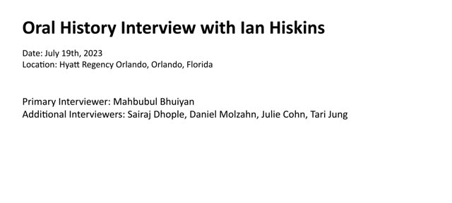 Ian Hiskens interview